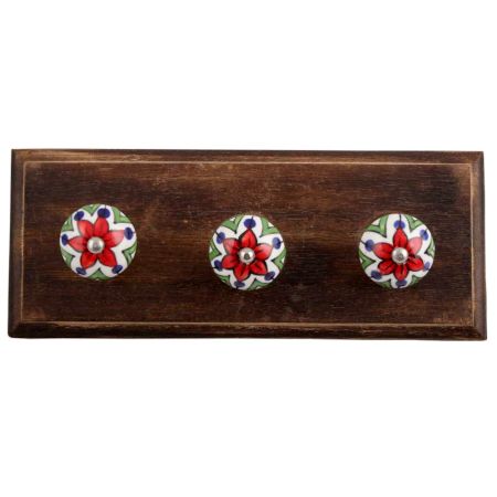 Green Triangle Ceramic Wooden Hooks